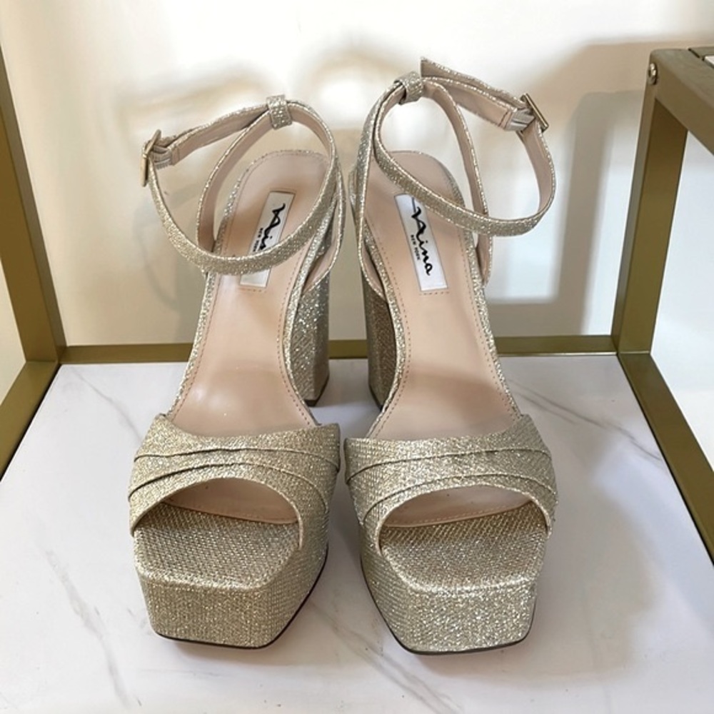 Nina Dorcas Gold Glitter Platform Sandal